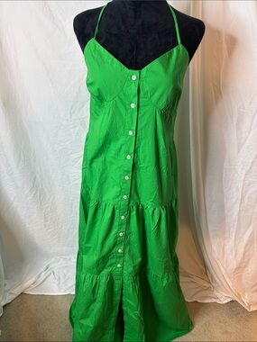 Fashion Nova Green Maxi Dress with Buttons
